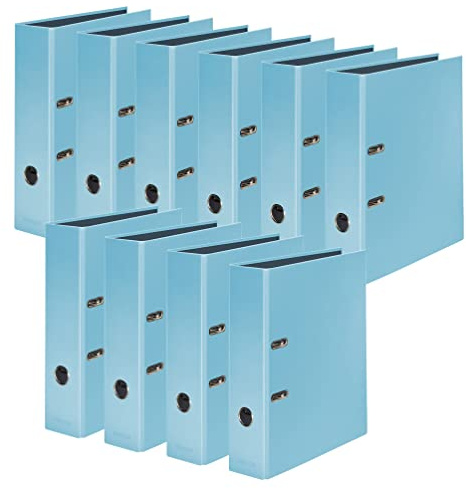 Original Falken 10-Pack PastelColor-mapp. Tillverkad i Tyskland. 8 cm bred DIN A4 pastellfärgad himmelsblå ringpärm mapp brevmapp kontorsmapp plastmapp slitsad mapp motivmapp