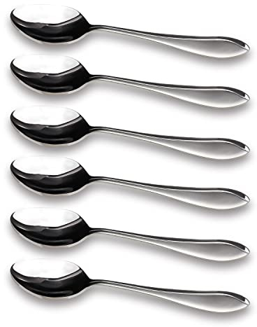 iBrandz Silver Teaspoons Set of 6-18/10 Stainless Steel Hospitality Grade Flatware - Small Spoon Set for Tea, Coffee, Latte, Espresso, Mini Desserts and More