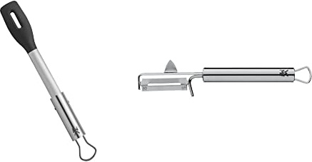WMF BBQ Servierzange 32,5 cm, Cromargan Edelstahl, Kunststoffkopf & Profi Plus Kartoffelschäler Pendelklinge 19 cm, Pendelschäler einschneidig, Gemüseschäler, Cromargan Edelstahl teilmattiert