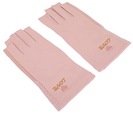 UV Nail Lamp Gloves Manicure Stretchy Breathable Fingerless Cotton Salon Gloves Home Use Pale Pinkish Gray
