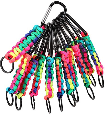10 Stück Karabiner mit Schraubverschluss, Mini Karabiner Schlüsselanhänger Schlüsselband Clip Ring Geflochtenes Lanyard Nützlichkeit Ring Haken Outdoor Lanyard Schlüsselringe für Männer Frauen