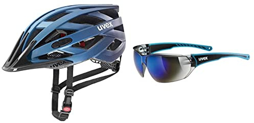uvex Unisex – Erwachsene, i-vo cc Fahrradhelm, deep Space mat, 56-60 cm & Unisex – Erwachsene, Sportstyle 204 Sportbrille