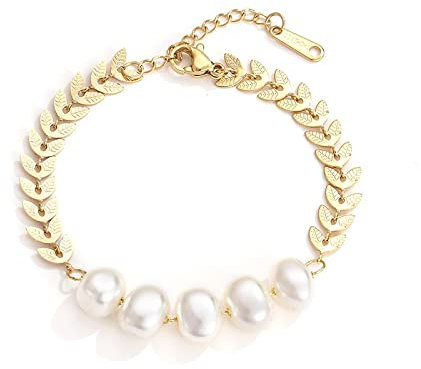 Bysonglezai Armbänder Damen Bracelets Frauen Armband Frauen Kreatives Design Blattform Kette Perle Bettelarmband Mode Luxus Schmuck Für Damen Accessoires Goldfarbe