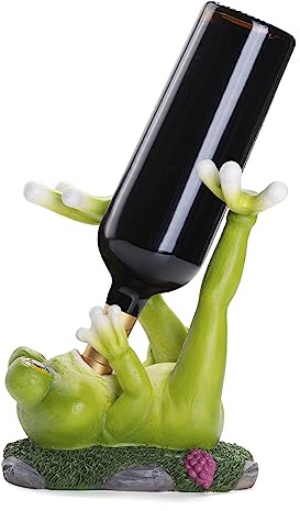 BUARO8AGA Frog Wine Bottle Holder, Funny Wine Rack Gift for Party Tabletop Countertops Kitchen Decoration Single Wine Bottle Rack Animal Wine Rack Set of 1, for Mom/Men/Collectors