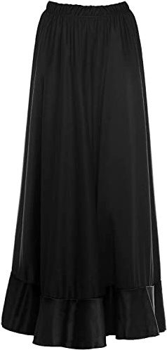 JORXG Falda Flamenco Mujer Español, Falda Ensayo Flamenco Largo Negro Rojo Volante Simple Volante Doble para Mujer Falda Baile Danza Clase Fiesta (L, Negro Volante Simple)