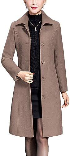 Jenkoon Women's Wool Trench Coat Winter Long Thick Overcoat Walker Coats(Camel,M)