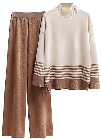 Tuta Da Donna In Maglia Morbida Due Pezzi Pullover Maglione E Pantaloni Tuta Sportiva Elastico Comode Maglioni Tuta Donna Invernale Elegante Casual