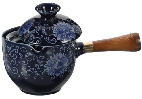PRETYZOOM Tetera De Cerámica Con Mango Lateral De Madera Tetera De Porcelana Con Rotación De 360 ​​Grados Dispensador De Té De Kung Fu Tetera China Tetera Japonesa Para Té De Flores De