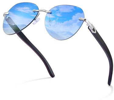 GREENTREEN Sonnenbrille Holz Herren Damen: Unisex Sonnenbrillen UV400-Schutz - Freizeit Brillen für Outdoor Aktivitäten - Reisen Wandern Strandaktivitäten