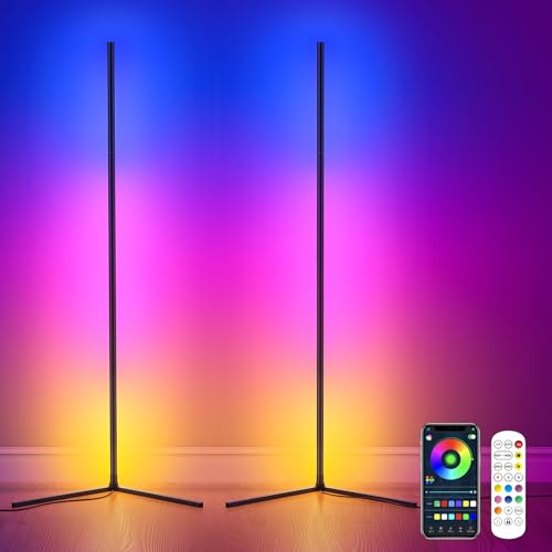 CS COSDDI LED Stehlampe Smart, 150cm Stehlampe Dimmbar mit Fernbedienung und APP, 16 Millionen Farben, Musikmodi, DIY-Modus & Timing, Ecklampe Smart für Schlafzimmer, Gaming