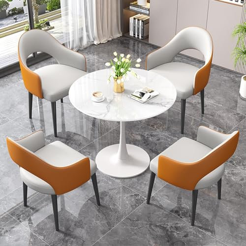 Runder Tisch Verhandlungstisch Und Stühle Geschäfts-Kaffeetisch Stuhl-Kombination, Kaffeetisch-Empfangstheken-Stuhl-Set Zur Kombination, Moderner Verhandlungsempfangstisch Und -stühle ( Color : Orange