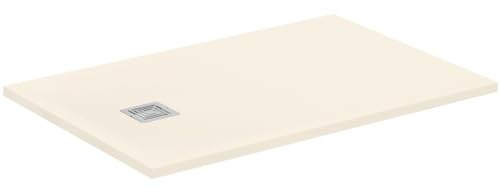 Ideal Standard - Ultra Flat S+, ultratunn, rektangulär duschkar i harts, med stenutseende, 120 x 80 cm, Ideal Solid, avlopp på kortsidan, sand