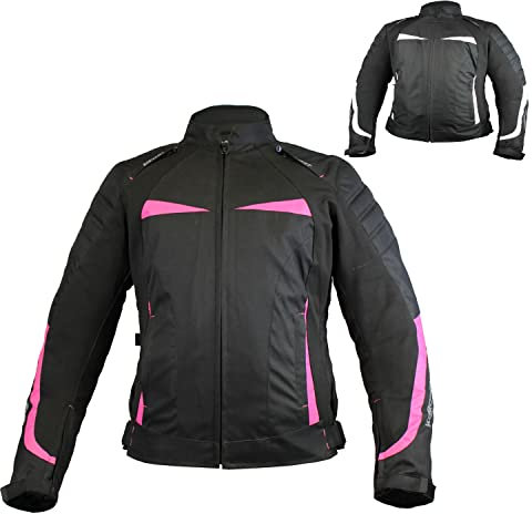 Blouson moto textile imperméable femme- L-5205 Rabit CE blindé approuvé, manteau réflecteur motard avec deux-Veste femme moto (FR/ES, Alpha/lettres, TG, Taille normale, Taille normale, PINK-ROSE)