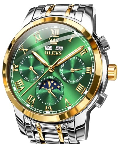 OLEVS Herrenuhren Skelettuhr Quarz Rennwagenrad Edelstahl Casual Sports Wasserdicht Leuchtend Herrenarmbanduhren