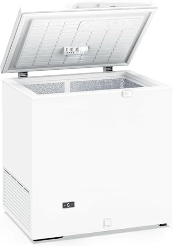 MBH - Arcón Congelador Industrial de 209 Litros con Puerta Abatible, Termostato Regulable, Cerradura y Aislamiento de Alta Densidad para Cocina, Bar y Restaurante (830x660x850 mm)