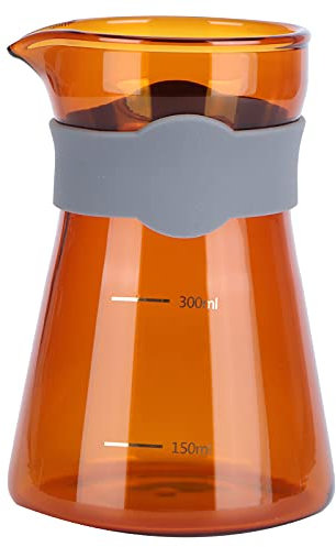 Jwthee Cafetera para verter sobre el hogar, cafetera de vidrio de borosilicato alto con escalas, cafetera de vidrio (color marrón)