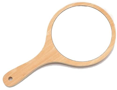 Bustlwor Handspiegel mit Griff, Spiegel mit Holzgriff, runder handgemachter Make-up-Spiegel, geeignet für Make-up, Haarschnitt, Gesichtspflege, Salon