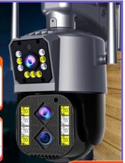 Telecamera Wi-Fi Esterno, Telecamera IP 4K 8MP Telecamera IP esterna a tre obiettivi Doppio schermo PTZ Zoom ottico 10X Monitoraggio automatico Telecamera CCTV bidirezionale per la sicurezza domestica