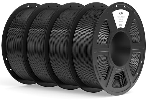 ELEGOO PLA+ Filament 1.75mm 4kg Schwarz, 3D Drucker Filament | Hochfestes PLA Plus 3D-Druckmaterialien, Maßgenauigkeit +/- 0,02mm, 1KG Spule (2.2lbs) für die Meisten 3D-Drucker