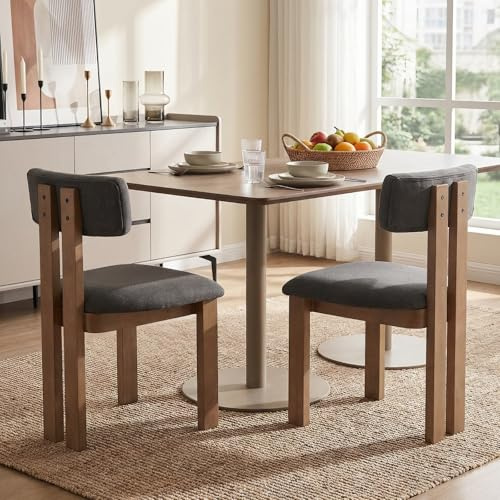 Ya-Home Esszimmerstühle Holz, 2er Set Küchenstühle Retro, | Holzstühle Esszimmer ohne armlehne, Polsterstuhl aus Leinen, Seitenstühle Holz Esstischstühle für Wohnzimmer & Küche