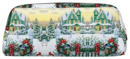 KLMELLMDE Boîte aux lettres de Noël en cuir avec fermeture éclair - Grande capacité - Pour fournitures scolaires et de bureau, doré, Taille unique, Sac à dos décontracté