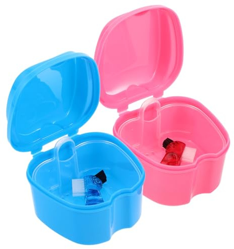 Healvian 2ensembles Boîte Pour Prothèses Dentaires Avec Brosse Étui De Transport Pour Appareil Dentaire Gobelet Pour Bain Étanche Pour Soins Bucco-dentaires