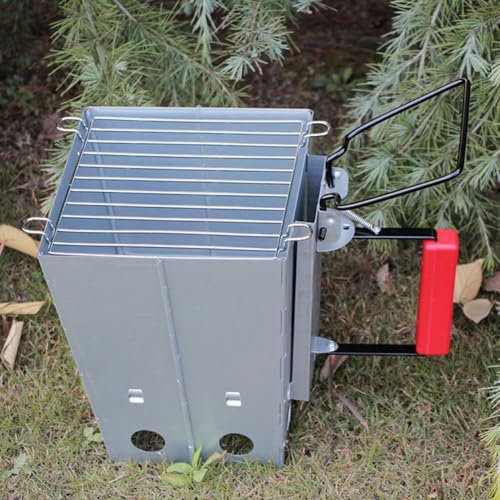 Avviatore pieghevole per camino, con manico in ABS resistente al calore, per barbecue in cortile, tailgating, campeggio, 27,5 x 27,5 x 21,5 cm