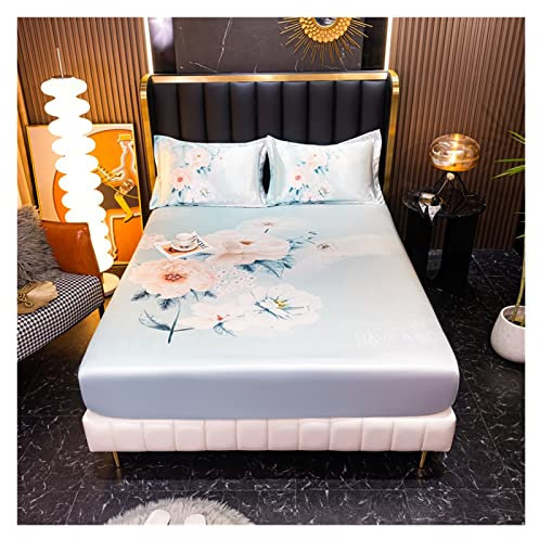 HYFEUOKF Drap De Lit Soie Linge de lit en Satin for lit Simple Dessin animé Drap-Housse for Enfants Refroidissement par Glace été Matelas Cover180 pour Soie(XXX,Single90x200x30cm)