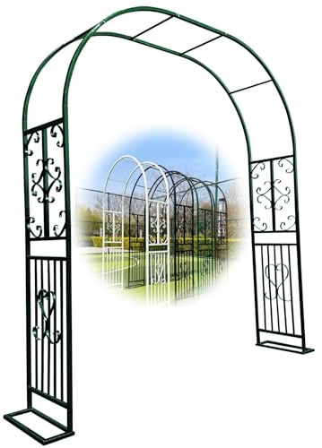 Arche de jardin en métal pour plantes grimpantes, pergola en acier durable en vert, noir, blanc, marron, parfait pour pelouse et jardin (l 3 m x H)