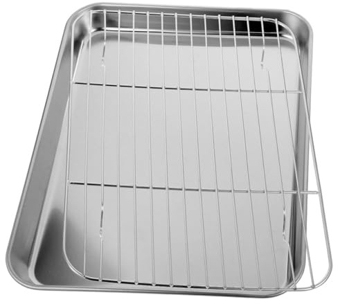 SHINEOFI Teglie da Forno in Acciaio Resistente per Scolare Grassi Teglia Versatile per Cottura e Frittura in Cucina Domestica Dimensioni