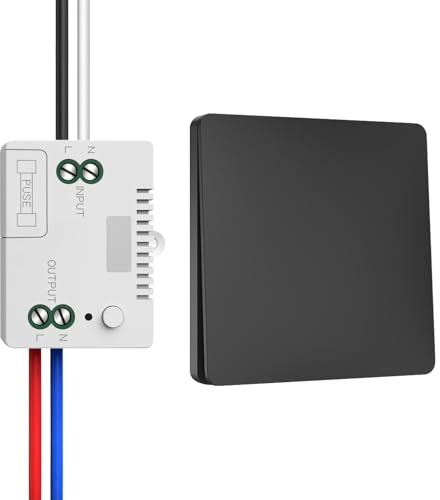 Juego de interruptores de luz inalámbricos de 230 V, interruptor inalámbrico sin batería, resistente al agua, interruptor de luz inalámbrico (1 receptor y 1 panel de conmutación)