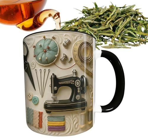 Générique Mug à Café en Céramique - Récipient à Boissons 30 cl - Tasse à Café en Forme de Machine à Coudre - pour Cappuccino Lait Vin Jus Bière Restaurant Cuisine Maison