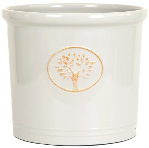 Muddy Hands Woodland Crest Planter – Large Lightweight Garden Plant Pot | Frost Proof & UV Resistant | Indoor & Outdoor Planter (Off White, 29 Litre)