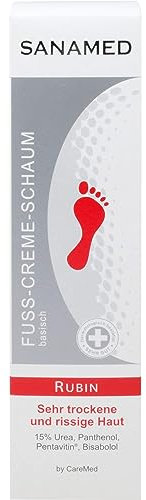 Sanamed - Crema-schiuma per piedi Rubin, per pelli molto secche e screpolate, con 15 % Urea (etichetta in lingua italiana non garantita)