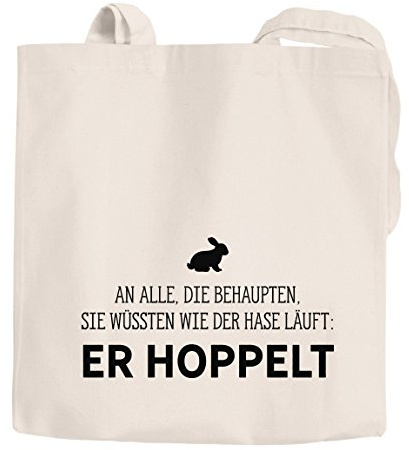 MoonWorks Jutebeutel an alle die wissen wie der Hase läuft er hoppelt Spruch Baumwolltasche Stoffbeutel Tragetasche natur 2 lange Henkel