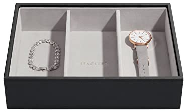 Stackers Schwarz Schmuckschatulle Tief Schmuckfach für Uhren/Accessoires