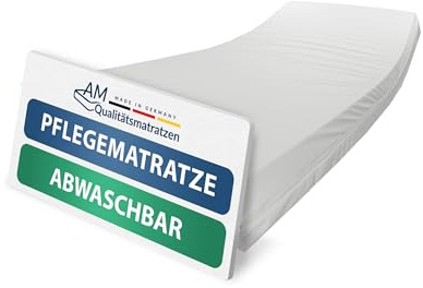 AM Qualitätsmatratzen wasserdichte Matratze Fuer Pflegebett 80x200 - Made in Germany - Inkontinenzmatratze für die Heimpflege 12 cm - Krankenbett Matratzen Fuer Senioren mit festen Sitzkanten