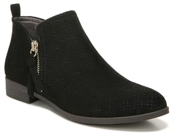 Dr. Scholl's Shoes Women's Rate Zip Booties Ankle Boot, Black Microfiber Perforated, 7 US