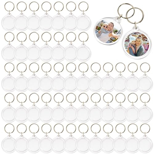 MATANA 50 Stück Schlüsselanhänger Foto (Beidseitig - 4,5cm) - Personalisierter Foto-Schlüsselanhänger zum Selbst Gestalten
