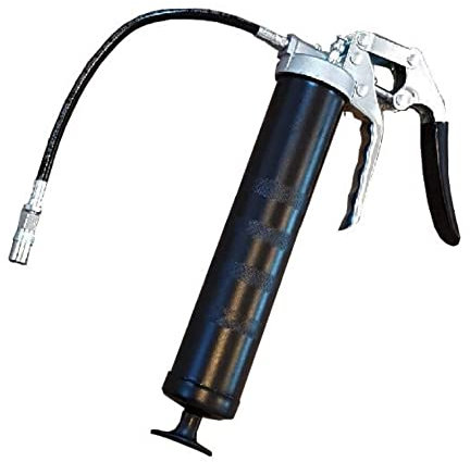 Pistol Grip Grease Gun Heavy Duty 5000 Psi with Flexible Hose and Coupler, for one Hand Operation, for 400g Grease Cartridges or Bulk Loading, by Agri-Linc