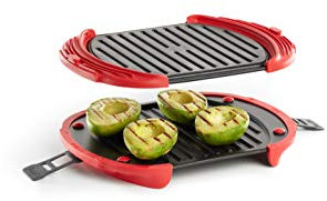 Lékué 0220600R14 Griglia XL per Microonde, in Acciaio Inox, Rosso/Nero