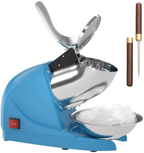 Greatrue Shaved Ice Machine, Electric 3 Blade Snow Cone Machine, 380W Crusher Ice Maker, 286 lb/hr Ice Crusher, Commercial and Home Ice Crusher (Blue)