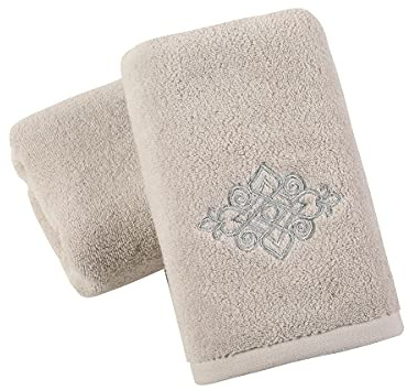 sense gnosis 100% Cotton Beige Hand Towel Set of 2 Super Thick Soft Highly Absorbent Embroidered Decorative Hand Towels for Bathroom Home Hotel Spa 13 x 29 Inch | Luxury Super Soft Thick 100% Cotton Highly Absorbent Decorative Hand Towels for Bathroom Home Hotel Spa
