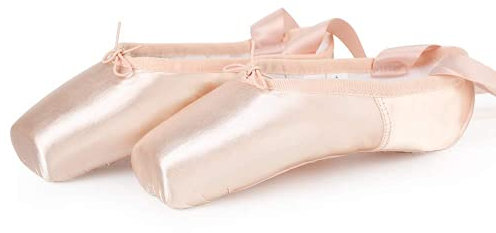Legou Balettskor med satin, dam, rosa ballerinaskor, barn, dansskor med sytt band, gummi, tåspets, flicka, lädersula, ROSA, 42 EU Schmal