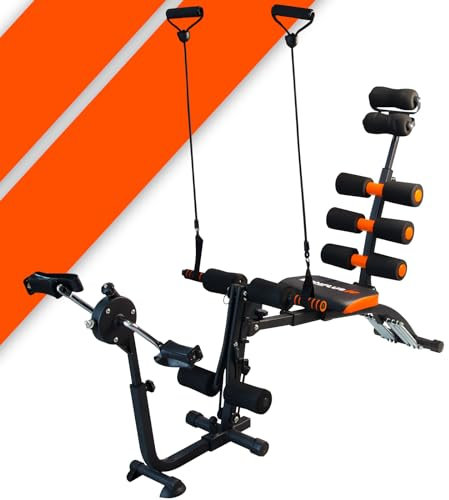 Bonplus BP | Bauchtrainer | Sit Ups Bank | Kippbank | Bodybuilding | Bauchmuskeltraining | 22 Übungen in 1 | Multifunktionshantelbank | Inklusive Pedale | Fitness