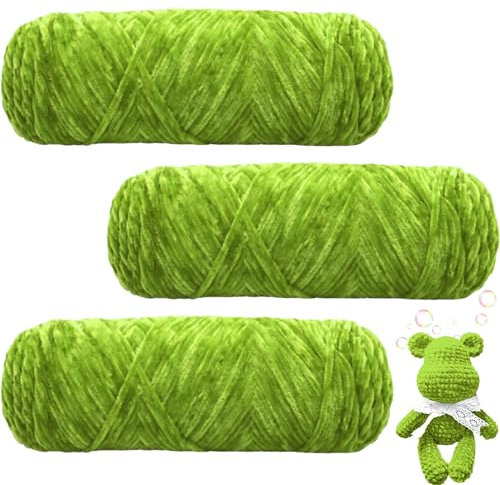 Maxee 300g(3×100g) Samtig Babywolle, Samt Velvet Wolle Chenille Garn, Kuschelweich Chenillegarn, Flauschige Weich Plüschwolle, Häkelgarn Wolle Zum Stricken & Häkeln