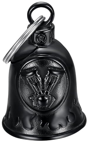 MOCY BELL - Moto campana V-TWIN MOTOR Portafortuna MOCY BELL Acciaio inox nero