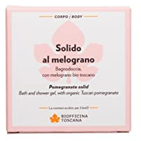 Biofficina Toscana Doccia shampoo solido al melograno, 80 g – Shampoo e detergente ecologico per corpo e capelli con melograno bio toscano – Senza plastica, tensioattivi vegetali, profumo fruttato