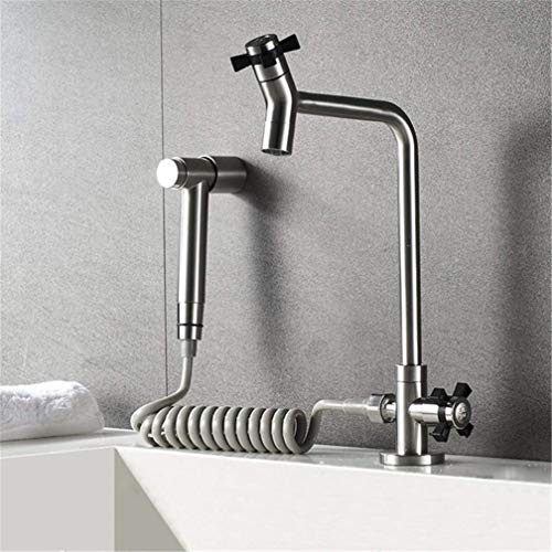 SENNIAN Bibcock Single Cold Kitchen Faucet Toilet Bidet Faucets Black Finish Handheld Hygienic Shower Head Basin Mixer Taps Toilet Shattaf,Nickel Bidet Tap