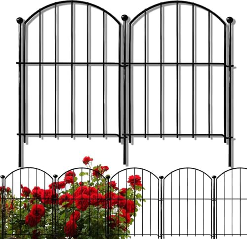 Decorative Garden Fence 17in x10ft, 10 Pack Rustproof Metal No Dig Fence Animal Barrier for Dog, Arched Flower Bed Edging Ornamental Wire Border Panel Fencing for Yard Patio Outdoor Decor